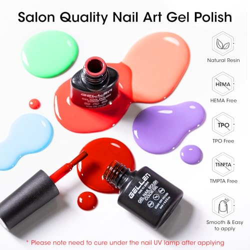 GELLEN 24-Piece Gel Nail Polish Kit - 20 Colors, Cat Eye & Top Base Coats