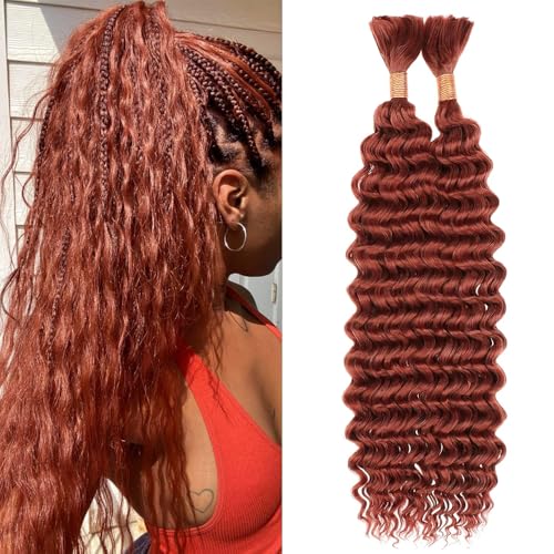 Reddish Brown Boho Braiding Hair - 16 Inch Deep Wave Extensions