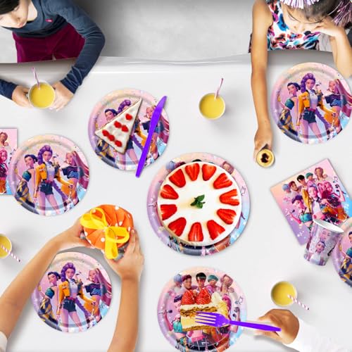 Demon Hunters Birthday Party Supplies Set - 20 Plates, 20 Napkins & Tablecover