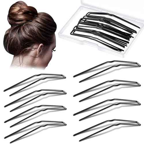Waydress 36 Pieces U Shaped Hairpins Ballet Buns Bobby Pins Hair Styling Metal Hairpins for Updo Bun Bobby Pins for Women Lady Thick Thin Long Curly Hair(Black, 2.5 Inches, 3 Inches)