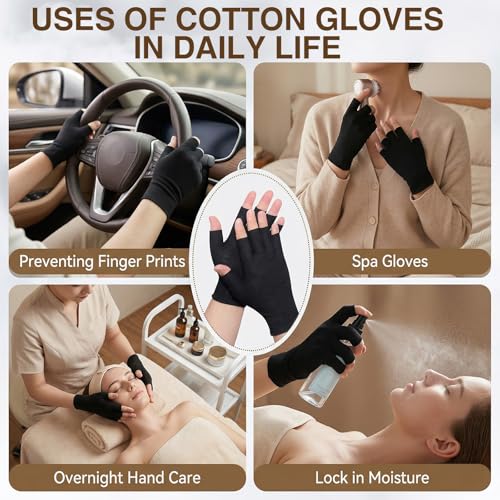 Fingerless Moisturizing Gloves Cotton Touchscreen - 15 Pairs