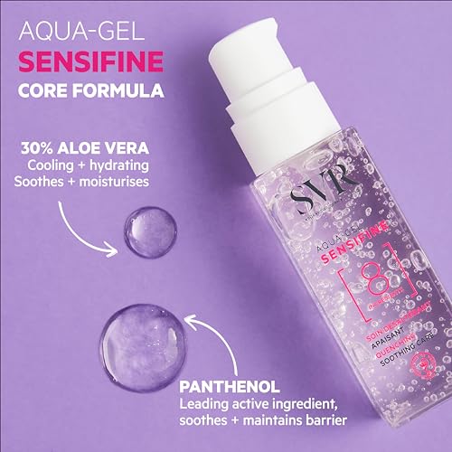 SVR Sensifine Aqua Gel Face Moisturizer with Glycerin, Aloe Vera & Panthenol. Instantly Soothe & Intensely Moisturize Normal to Combination, Sensitive Skin. Fragrance Free, 1.3 Fl.oz.