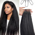 Human Crochet Hair Extensions 14 Inch Yaki Straight Pre-Separated Black #1B