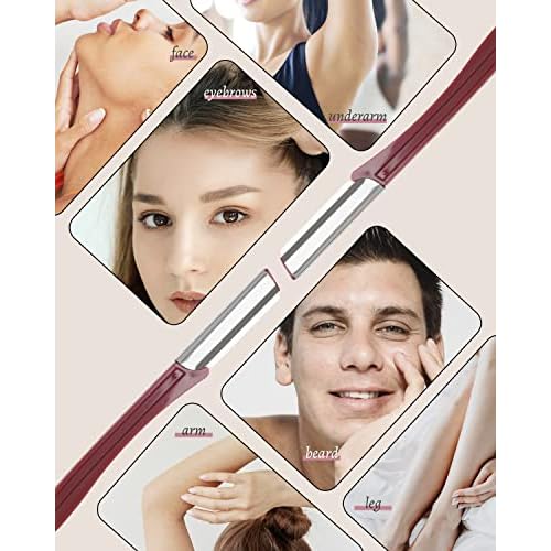 MoHern Multipurpose Eyebrow & Face Razor - 20 Pcs Dermaplane Razor, Face Shaver for Women and Men (Red)