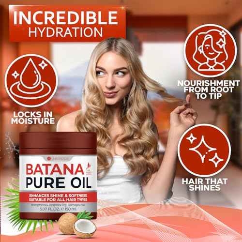 Batana Oil - Pure, Unrefined and Cold Pressed - Volumizing Hair Treatment for Women and Men - Hydrating Nourishment for Dry, Broken and Brittle Split Ends - Deep Hydration and Moisture Hair Mask