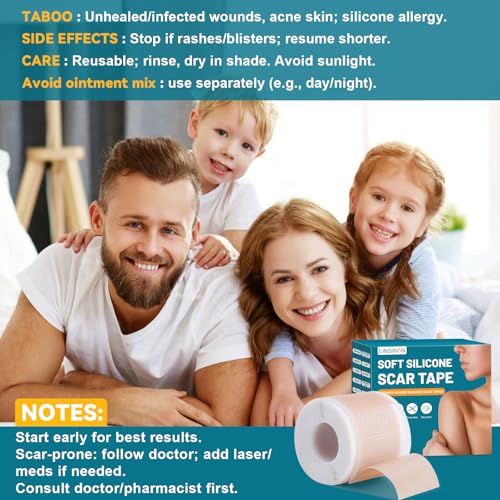 Silicone Scar Tape for Surgical Marks Face Stick Keloid Cover C-Section Strips Wrinkle Cream Lip Sleeping Gel Sheet Tummy Patch Hydrocolloid Roll Soft (3 Pack, 1.6"X 60")