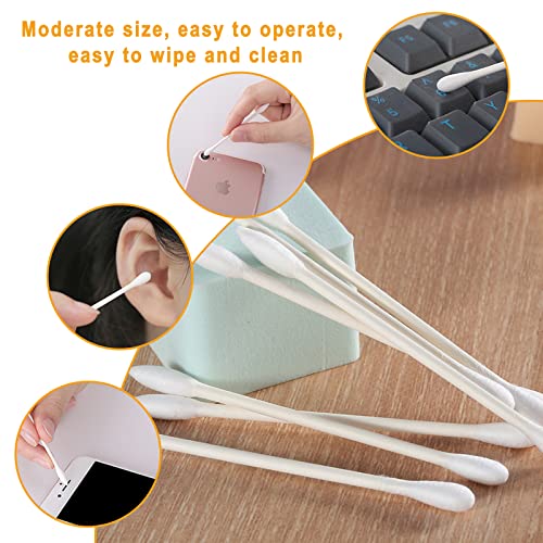 KRIZJUES White Cotton Swabs Bulk 200 Pack - Double-Ended Ear & Makeup Q-tips
