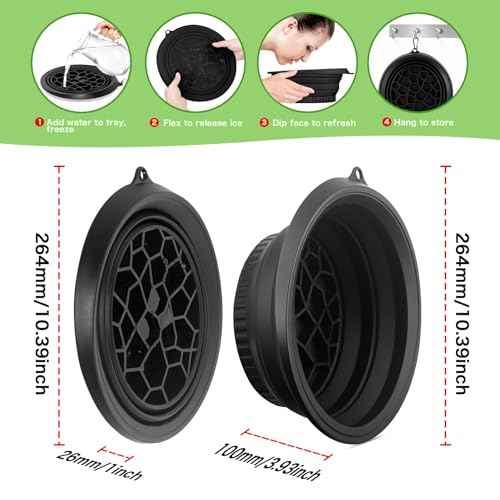 Foldable Ice Bowl with Built-In Ice Tray ? Silicone Facial Ice Bath for Shrinking Pores, Boosting Circulation, Cold Plunge Skincare Gift for Men & Women (Black)