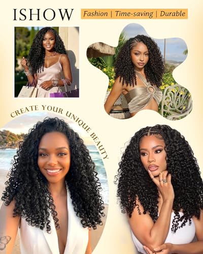 ISHOW Burmese Curly Crochet Hair 170g Pre-Looped 20 Inch Natural Black