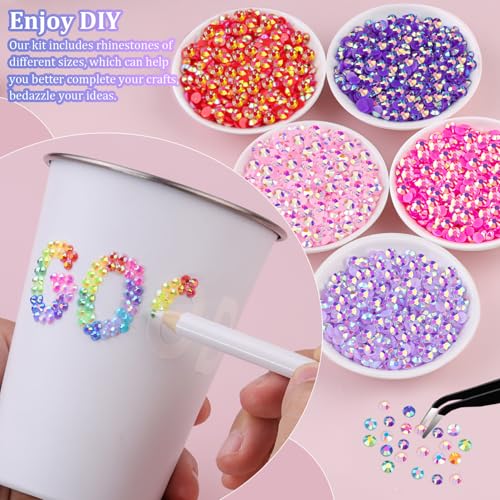 5200Pcs 5mm Resin Rhinestones Mixed-Color Flatback Gems