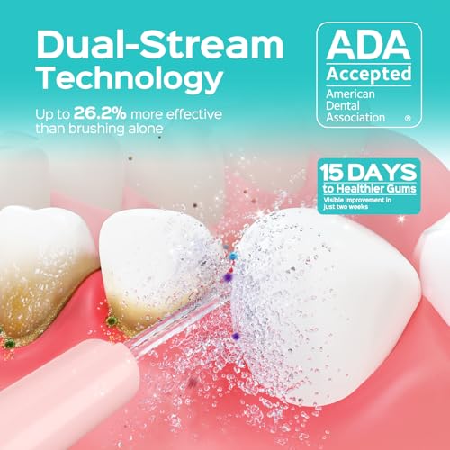 COSLUS ADA Accepted Pink Water Dental Flosser 4 Modes 5 Intensity Levels