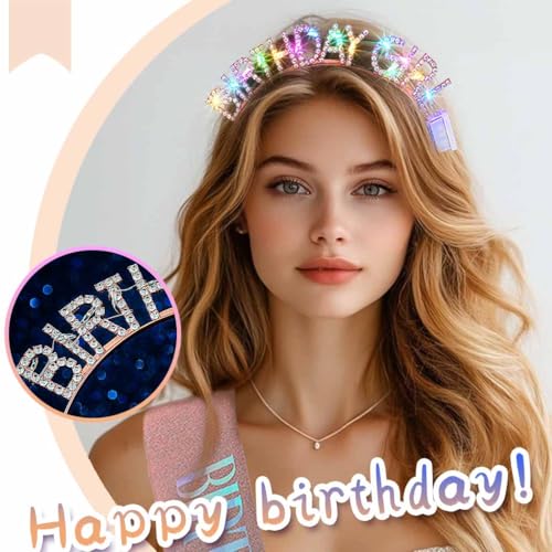 Light Up Birthday Girl Headband with LED Rhinestone Crown