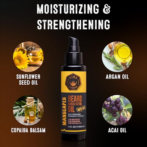 GIBS Grooming Signature Beard, Hair & Tattoo Oil, 1 oz Skull Jar