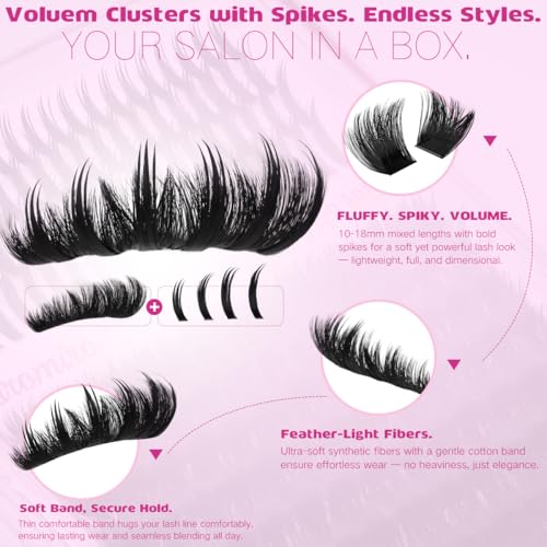 Kiromiro Fluffy Lash Clusters with Spikes 10-18mm Volume