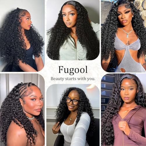 Fugool 100 Strands Feather Crochet Hair Synthetic 16 Inch Deep Wave Black for Black Women