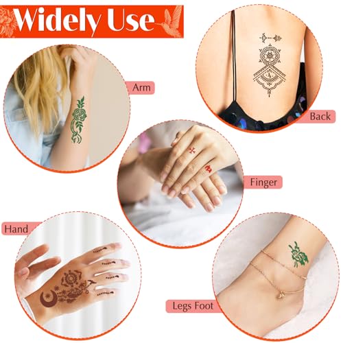 MuseLuxe Temporary Tattoo Kit - 102 Designs, 8 Inks, 4 Colors