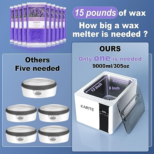 Karite 9000ml Paraffin Wax Machine Bath Kit for Hands & Feet with 16 Refills