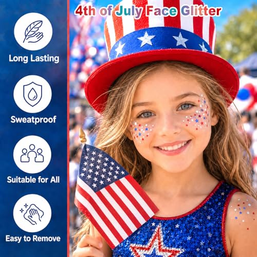 Red White Blue Glitter Stick for Face & Hair - 4th of July
