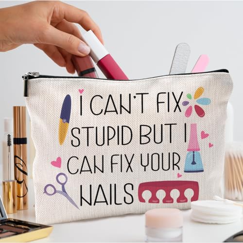 Nail Tech Gifts for Women Makeup Bag, Nail Tech Supplies, Gifts for Nail Technicians, Nail Lovers, Nail Tech Cosmetic Bag Toiletry Bag, Nail Artist Gifts, Manicurist Beautician Gifts