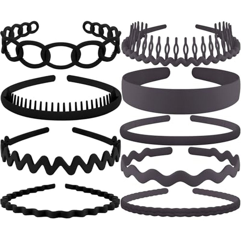 9-Pack Teeth Headbands with Non-Slip Comb Design