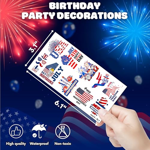 100 PCS 4th of July Temporary Tattoos - Party Favors & Decor