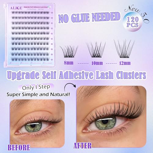 Self Adhesive Eyelashes Clusters 8-12mm C Curl 120pcs
