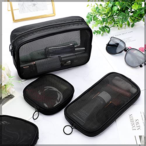 Weewooday 4-Pack Mesh Makeup Bags with Zipper – Travel Toiletry Organizer