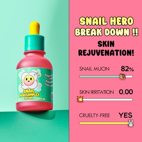 Smilebloom KKOCH Snail Mucin 85% Face Serum 1.69 fl oz 50ml | Hydrating Face Serum Packed with Vegan Collagen & Peptide | Age-Defying Korean Face Serum Snail Moisturizer for sensitive skin