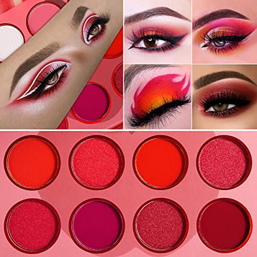Afflano Red Eyeshadow Palette - 12 Pigmented Matte & Shimmer Shades