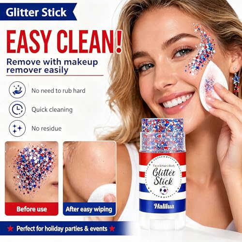 4th of July Glitter Stick - Red, White & Blue Body Glitter