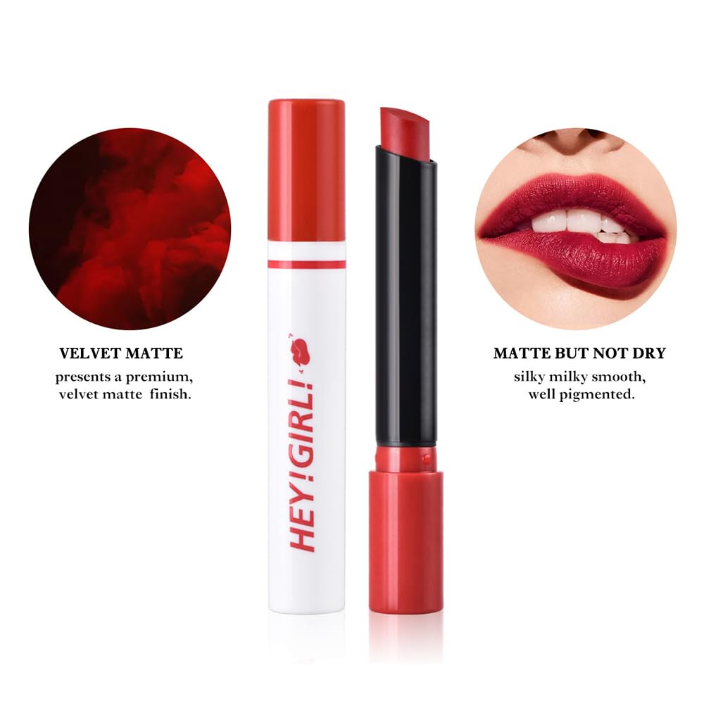 Charm Kiss 4Pcs Matte Cigarette Lipstick Set,Moisturizer Smooth Lip Stick,Tube Cigarette Lipstick,Velvet Long Lasting Waterproof Matte Lipstick Tube Sexy Nude Red Lips Tint Makeup Lipstick