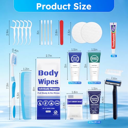 Travel Hygiene Kit Personal Toiletries Bulk, Disposable Homeless Care Package Supplies, Men Toiletry Set Cleaning Essentials Individually Wrapped for Camping, Travel, Relief, Charity (11-in-1, 5)