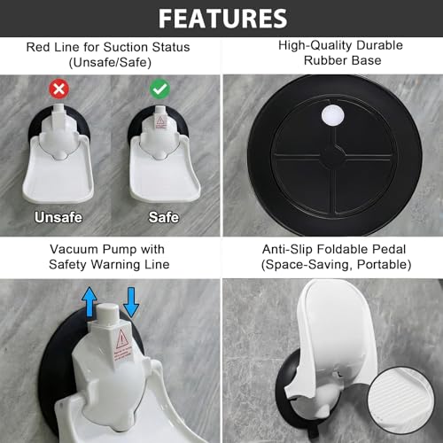 2PCS Shower Foot Rest, Strong Suction Cup Foldable Shower Step for Shaving Legs, No Drill Bathroom Foot Rest with Anti-Slip Surface for Elderly, Pregnancy, Portable for RV Travel