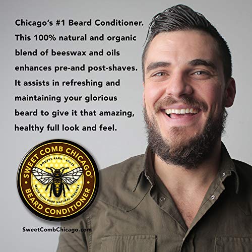 Sweet Comb Chicago: Beeswax Beard Conditioner, Strong Hold for Your Beard, Strengthens & Softens Beards & Mustaches - Leave in Conditioner Wax for Men