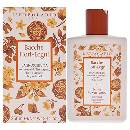 L'Erbolario Shower Gel ? Moisturizing Body Wash with Cedarwood for All Skin Types - Body Soap with Botanical Extracts ? Berries Flowers Wood - 8.4 oz