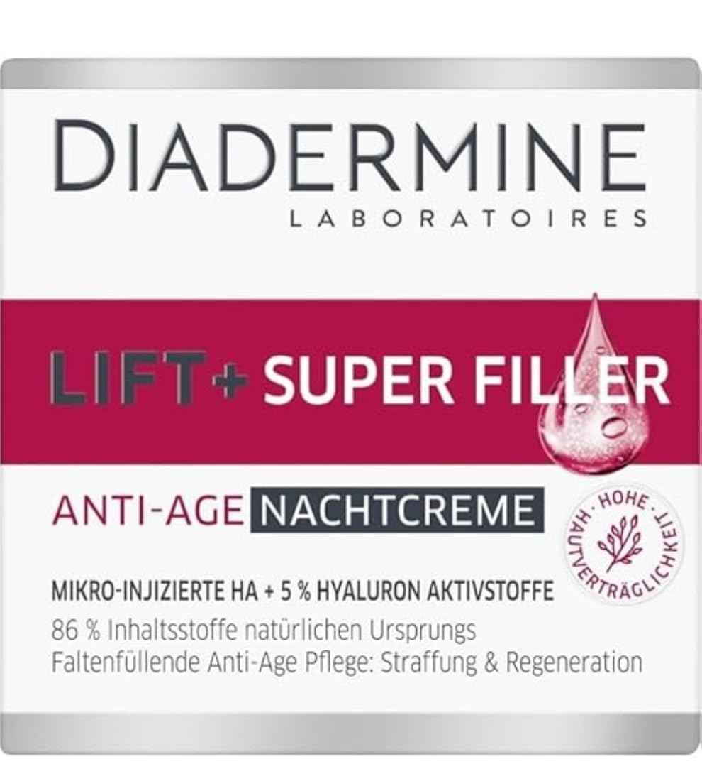 Diadermine Lift + Superfiller Hyaluron Anti-Age Night Cream - 1.76 Fl.oz (50 ml)