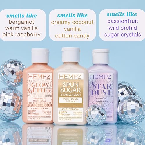 Hempz Shimmer Lotion Set – 3 Mini Moisturizers, 2.25 oz Each