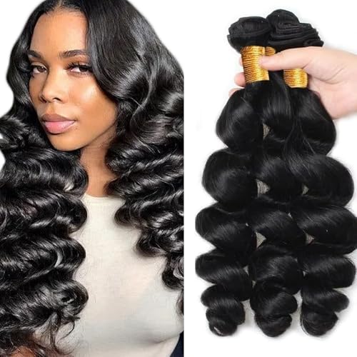 FuivJuix Brazilian Human Hair Deep Wave Bundles 12-16 Inch Natural Color 3-Pack