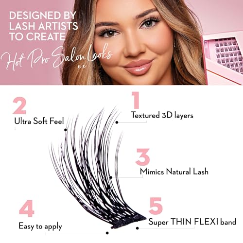 One V Salon 154 Pc DIY Luxe Eyelash Cluster Glam Volume,Fluffy 3D Individual Natural Lash Eyelash Clusters,10-18mm Soft Lashes