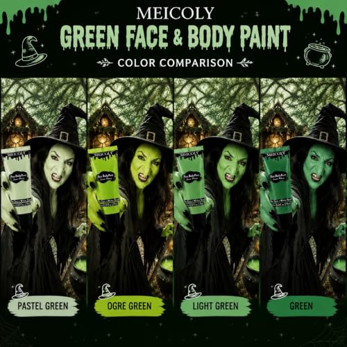 MEICOLY Light Green Face & Body Paint 2.37Oz – Green Halloween SFX Makeup (Variation: green face paint)