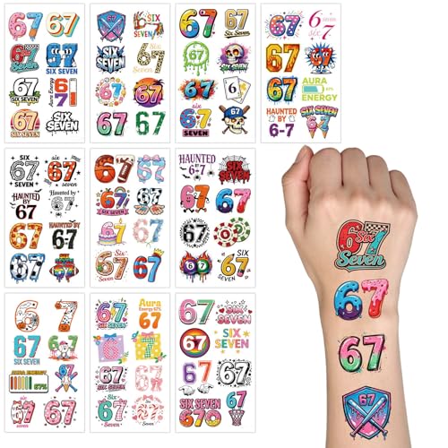 80pc 67 Meme Temporary Tattoos - Funny Sticker Party Favors