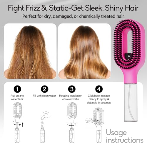 Anti-Frizz Hair Brush Spray Detangler for Dry & Tangled Hair