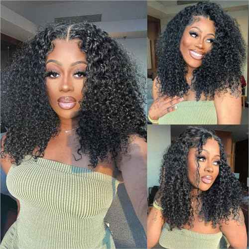 SQU&CIR 16 Inch Deep Wave Lace Front Wigs Human Hair 13x4 HD Lace Front Wigs Human Hair Pre Plucked Brazilian Deep Wave Wig Human Hair Deep Wave Wig 180 Density