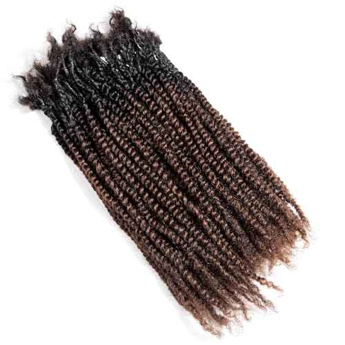 Teresa 8 Inch Microlocs Human Hair Extension - Curly Ends, Full Handmade Dreadlocks Twist for Women (T1B/4, 8 Inch 30 Strands)