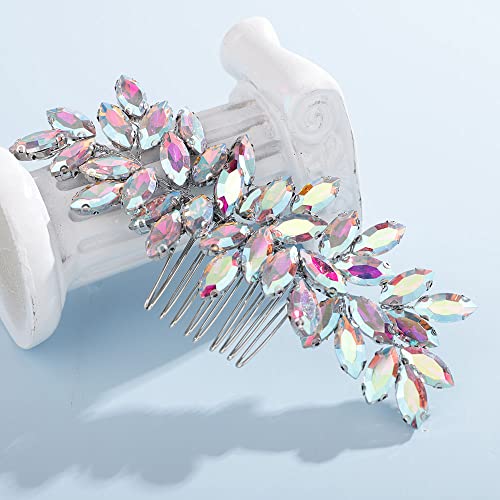 Rhinestone Hair Comb - Bridal Side Comb AB Crystal 15cm