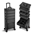 5-in-1 Makeup Train Case on Wheels with Removable Trays