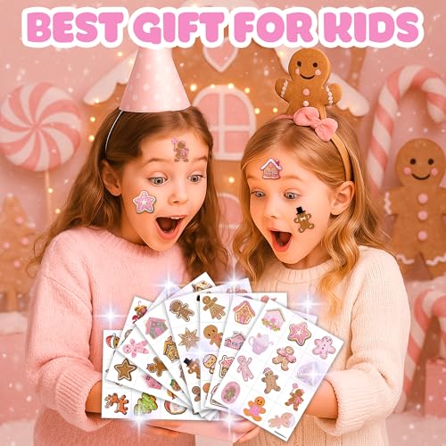 96 Gingerbread Temporary Tattoos | Pink Holiday Party Favors