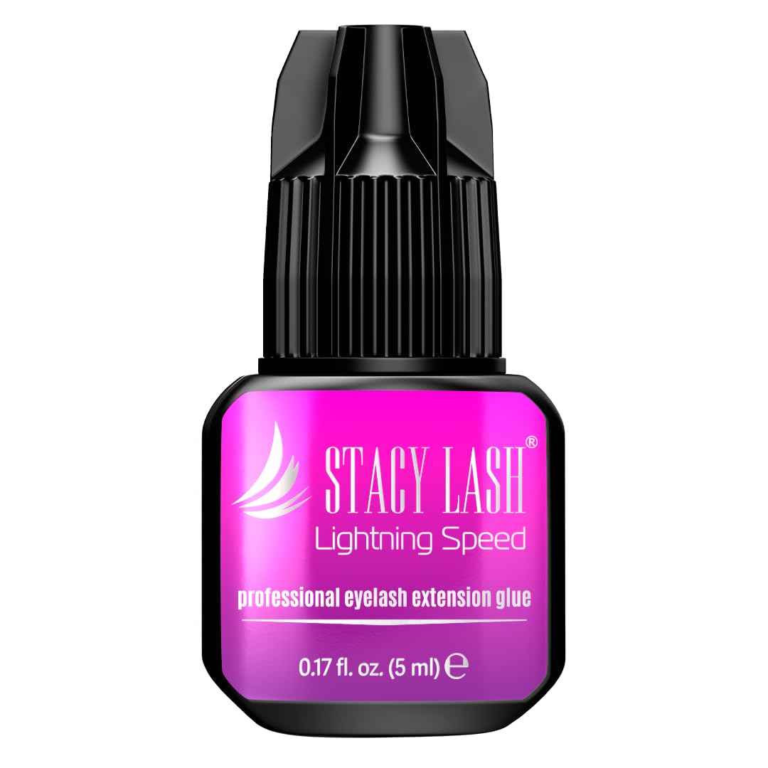 STACY LASH Lightning Speed Eyelash Extension Glue 5ml /0.17 fl.oz / 0.3 Sec Dry/Retention – 6-8 Weeks/Extra Strong Black Adhesive/Professional Supplies