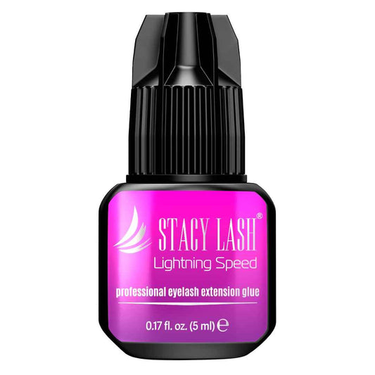 STACY LASH Lightning Speed Eyelash Extension Glue 5ml /0.17 fl.oz / 0.3 Sec Dry/Retention – 6-8 Weeks/Extra Strong Black Adhesive/Professional Supplies