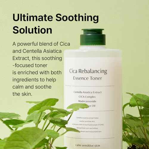 AVCA CICA Rebalancing Essence Facial Toner - Korean Toner with Centella Asiatica for Hydrating & Soothing, ph5.5 Trouble Care, Korean Skin Care (1L/33.8fl.oz.)